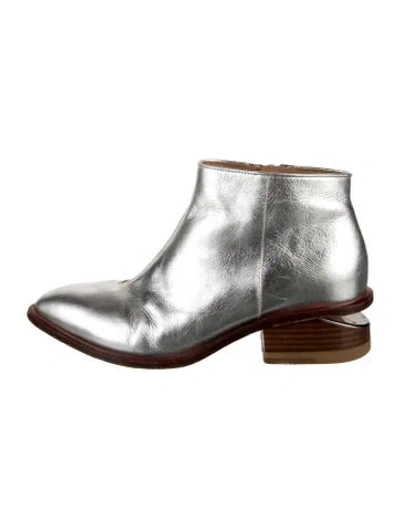 Pre-owned Alexander Wang Leather Chelsea Boots In Metallic/silver
