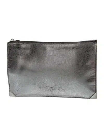 Pre-owned Alexander Wang Leather Clutch In Gray