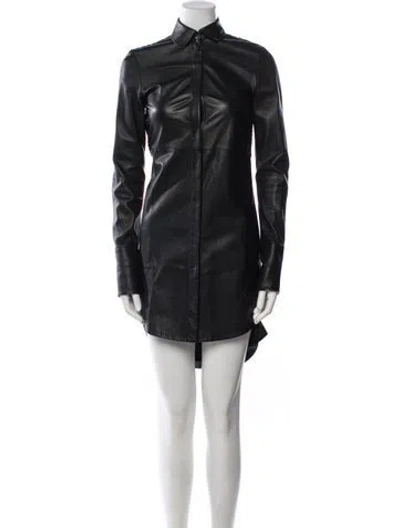 Pre-owned Alexander Wang Leather Coat In Black