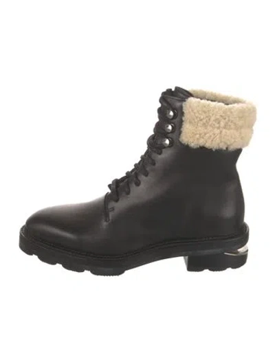 Pre-owned Alexander Wang Leather Colorblock Pattern Combat Boots In Black