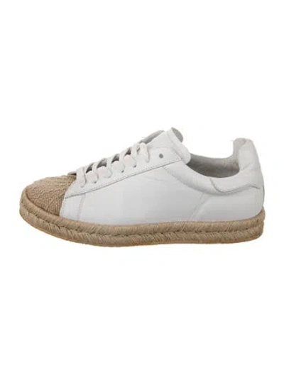 Pre-owned Alexander Wang Leather Colorblock Pattern Espadrille Sneakers In White