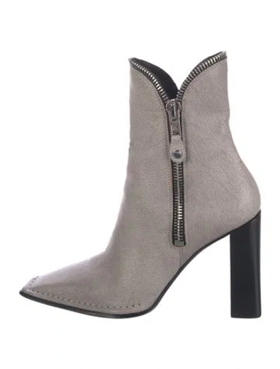 Pre-owned Alexander Wang Leather Colorblock Pattern Sock Boots In Gray