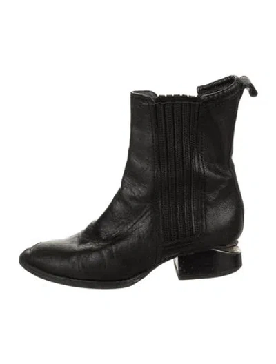 Pre-owned Alexander Wang Leather Combat Boots In Black