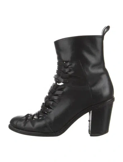Pre-owned Alexander Wang Leather Combat Boots In Black