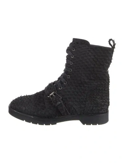 Pre-owned Alexander Wang Leather Combat Boots In Black