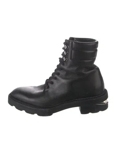 Pre-owned Alexander Wang Leather Combat Boots In Black