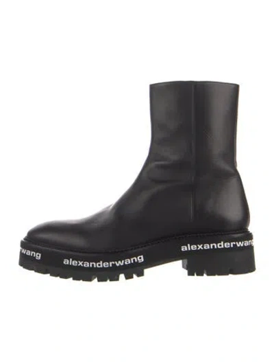 Pre-owned Alexander Wang Leather Combat Boots In Black