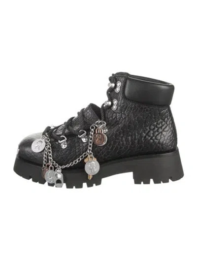 Pre-owned Alexander Wang Leather Combat Boots In Black
