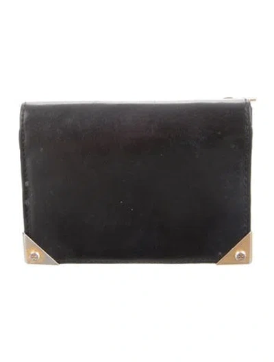 Pre-owned Alexander Wang Leather Compact Wallet In Black
