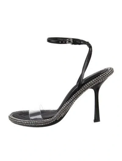 Pre-owned Alexander Wang Leather Crystal Embellishments Sandals In Black
