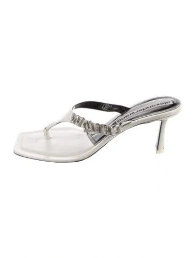 Pre-owned Alexander Wang Leather Crystal Embellishments Sandals In White