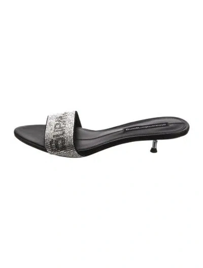 Pre-owned Alexander Wang Leather Crystal Embellishments Slides In Silver