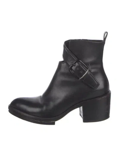 Pre-owned Alexander Wang Leather Cutout Accent Moto Boots In Black