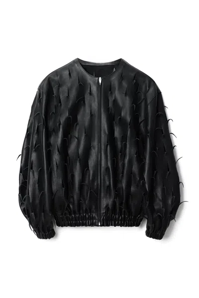 Alexander Wang Leather Cutout Bomber In Black