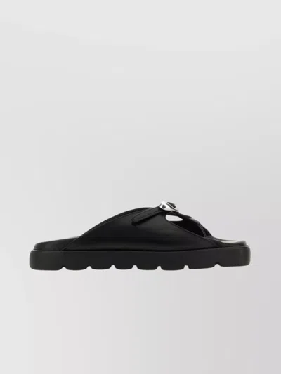 Alexander Wang Leather Dome Thong Sandals In Black