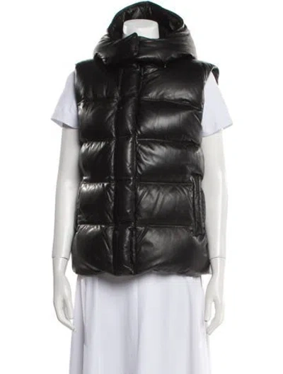 Pre-owned Alexander Wang Leather Down Jacket In Black
