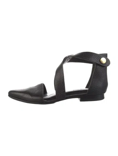 Pre-owned Alexander Wang Leather Flats In Black