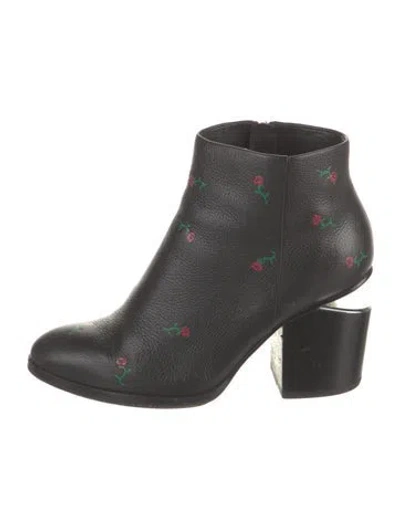 Pre-owned Alexander Wang Leather Floral Print Boots In Black