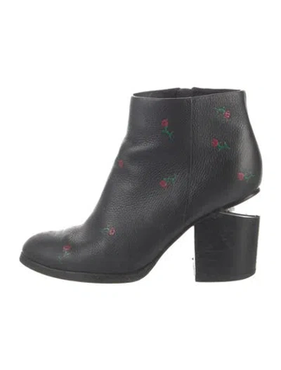 Pre-owned Alexander Wang Leather Floral Print Boots In Black