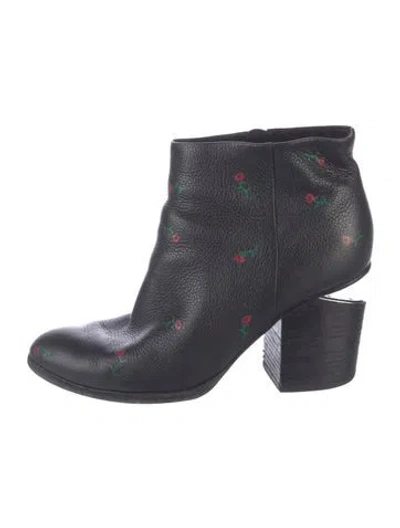 Pre-owned Alexander Wang Leather Floral Print Boots In Black