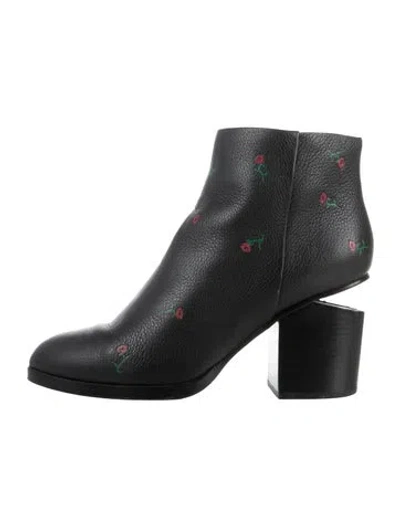 Pre-owned Alexander Wang Leather Floral Print Chelsea Boots In Black