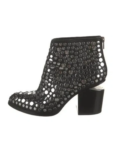 Pre-owned Alexander Wang Leather Graphic Print Boots In Black
