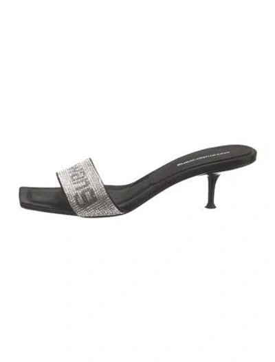 Pre-owned Alexander Wang Leather Graphic Print Slides In Grey