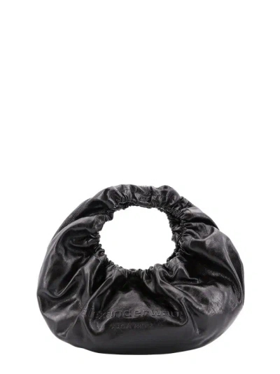 Alexander Wang Leather Handbag With Craquelé Effect In Black