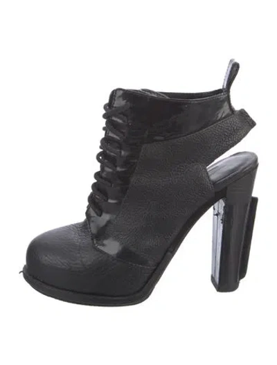 Pre-owned Alexander Wang Leather Lace-up Boots In Black