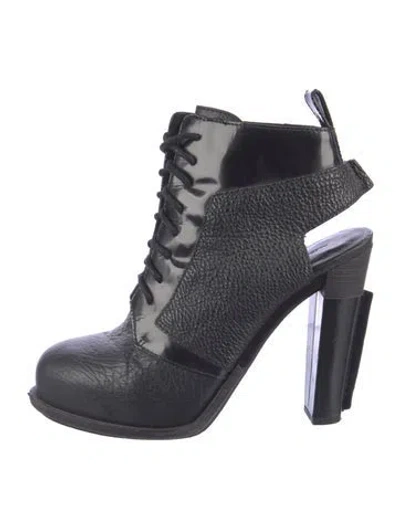 Pre-owned Alexander Wang Leather Lace-up Boots In Black