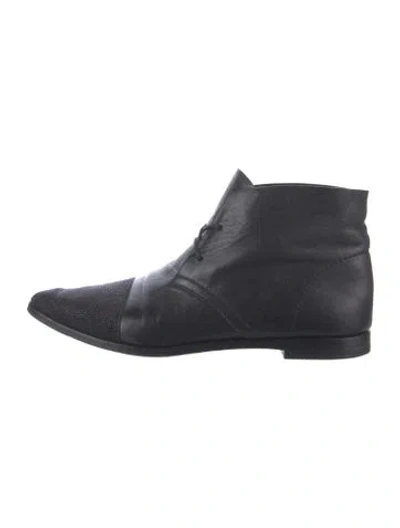 Pre-owned Alexander Wang Leather Lace-up Boots In Black