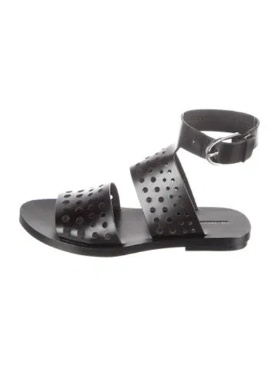 Pre-owned Alexander Wang Leather Lasercut Accents Sandals In Black