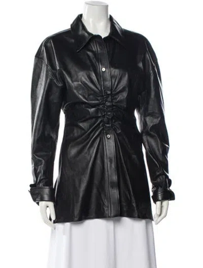 Pre-owned Alexander Wang Leather Long Sleeve Blouse In Black