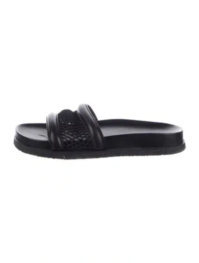 Pre-owned Alexander Wang Leather Mesh Accents Slides In Black/blue