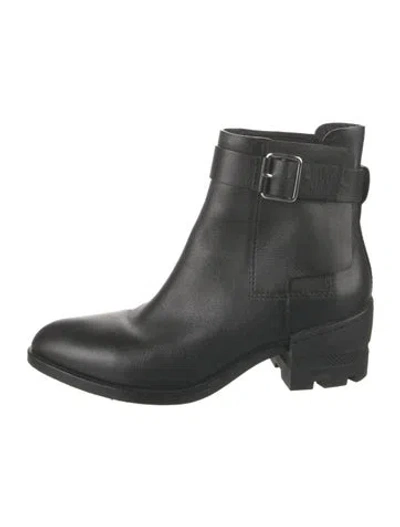 Pre-owned Alexander Wang Leather Moto Boots In Black