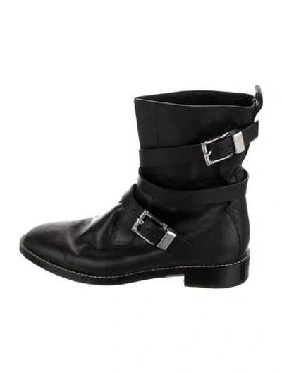 Pre-owned Alexander Wang Leather Moto Boots In Black