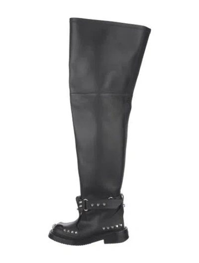Pre-owned Alexander Wang Leather Moto Boots In Black