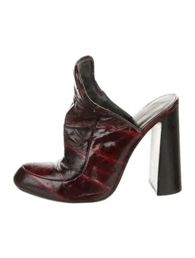 Pre-owned Alexander Wang Leather Mules In Burgundy