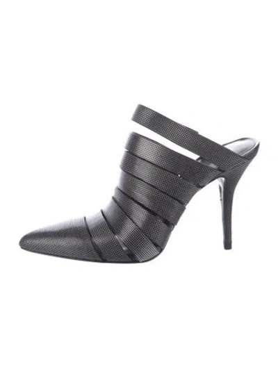 Pre-owned Alexander Wang Leather Mules In Gray