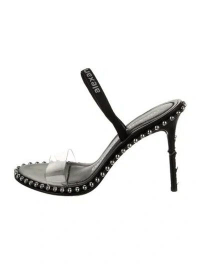 Pre-owned Alexander Wang Leather Patterned Mules In Silver