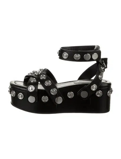 Pre-owned Alexander Wang Leather Polka Dot Print Sandals In Black