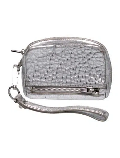 Pre-owned Alexander Wang Leather Pouch In Metallic/silver