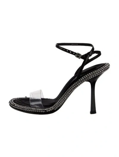 Pre-owned Alexander Wang Leather Printed Sandals In Black
