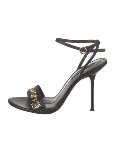 Pre-owned Alexander Wang Leather Printed Sandals In Black