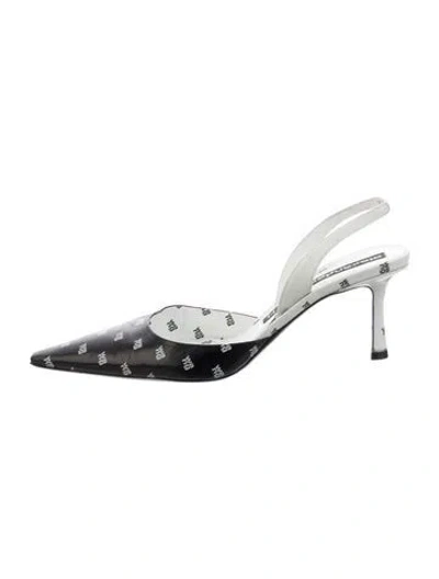 Pre-owned Alexander Wang Leather Printed Slingback Pumps In Black