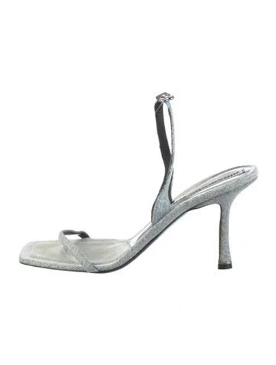 Pre-owned Alexander Wang Leather Printed Slingback Sandals In Silver