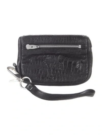 Pre-owned Alexander Wang Leather Printed Wristlet In Black
