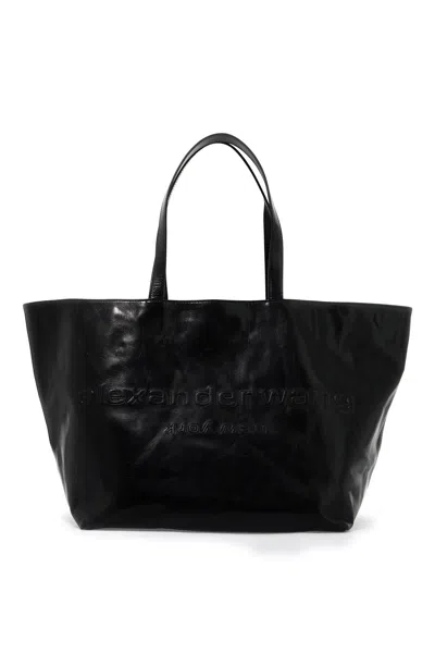 Alexander Wang Punch Crackle Patent Leather Tote Bag In Black