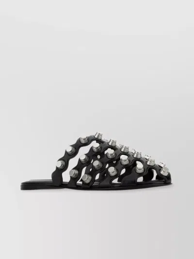 ALEXANDER WANG LEATHER REXA SLIPPERS METAL ACCENTS