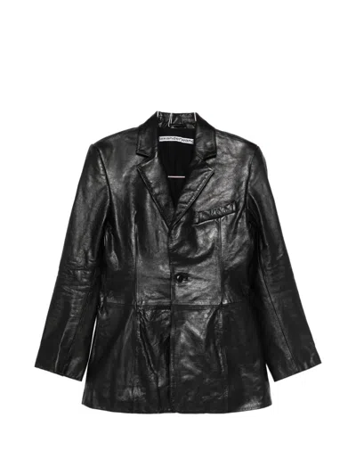 Alexander Wang Leather Single-breasted Blazer In Black
